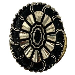 Vintage Scarf Clip Silver Tone Black Enamel Gold Tone Back Made in W Germany‎